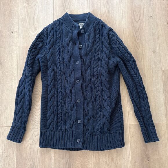 LL Bean Women's Double L® Cable Sweater, Button-Front Cardigan 100% Cotton Sz M - Picture 1 of 13